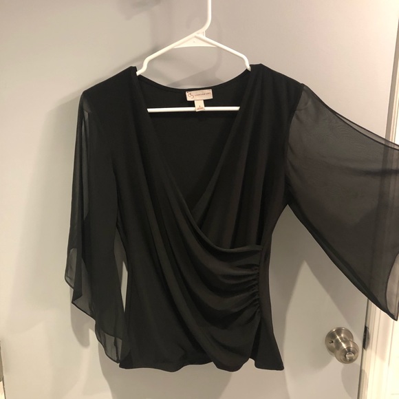 Faux Wrap Top With Bell Sleeves - Picture 2 of 2